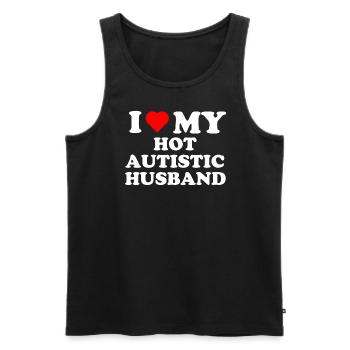 I Love My Hot Autistic Husband - Men's Premium Organic Tank Top - black - Front - AI Model Male 178 light (178cm)