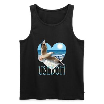 J'aime Usedom - Seagull Baltique lac de l'île - Débardeur bio Premium Homme - noir - Devant - Michal (187cm)