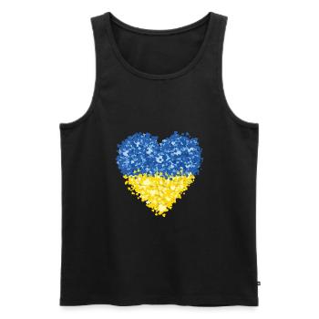 Ukraine Flag Heart Résumé - Débardeur bio Premium Homme - noir - Devant - AI Model Male 178 light (178cm)