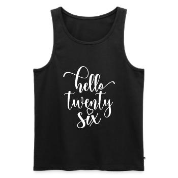 Hello Twenty Six Cute 26 Years Old Birthday - Men's Premium Organic Tank Top - black - Front - AI Model Male 178 light (178cm)