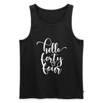 Hello Forty Four Cute 44 Years Old Birthday - Men's Premium Organic Tank Top - black - Front - Michal (187cm)
