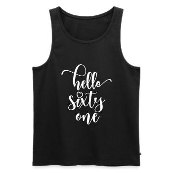 Hello Sixty One Cute 61 Years Old Birthday - Men's Premium Organic Tank Top - black - Front - AI Model Male 178 light (178cm)