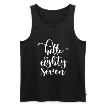 Hello Eighty Seven Cute 87 Years Old Birthday - Men's Premium Organic Tank Top - black - Front - AI Model Male 178 light (178cm)