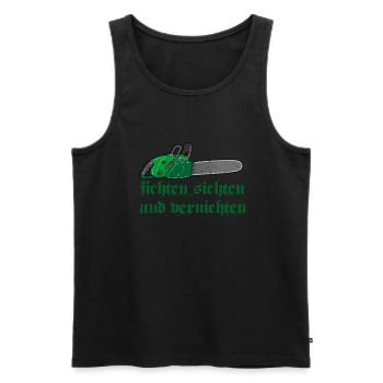 Fichten sichten und vernichten - Kettensäge - Männer Premium Bio Tank Top - Schwarz - Vorne - AI Model Male 178 light (178cm)