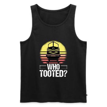 Funny Train Railway Locomotive Steam Model - Men's Premium Organic Tank Top - black - Front - Michal (187cm)