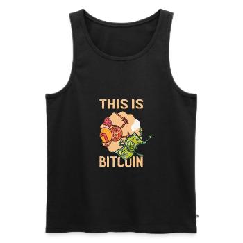 Bitcoin BTC Crypto HODL Trader Blockchain Digital - Débardeur bio Premium Homme - noir - Devant - AI Model Male 178 light (178cm)