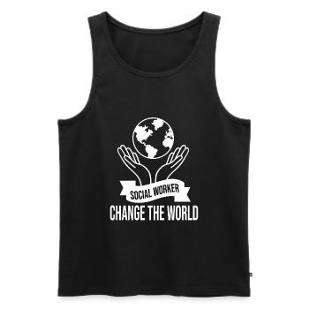 Love Social Worker Hero – Charitable Social Work - Men's Premium Organic Tank Top - black - Front - Michal (187cm)