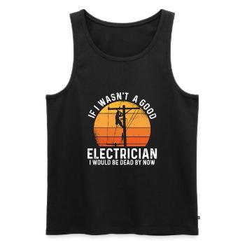 Électricien drôle Électrique Lineman Ingénieur - Débardeur bio Premium Homme - noir - Devant - Michal (187cm)