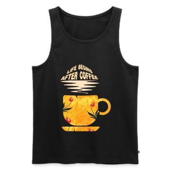 life begins after coffee e 271 - Men's Premium Organic Tank Top - black - Front - AI Model Male 178 light (178cm)