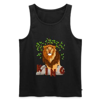 ROI LION - Débardeur bio Premium Homme - noir - Devant - AI Model Male 178 light (178cm)