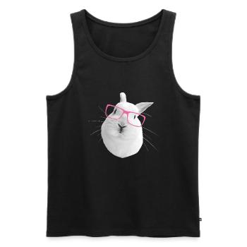 Häschen mit Rosa Brille - Männer Premium Bio Tank Top - Schwarz - Vorne - AI Model Male 178 light (178cm)