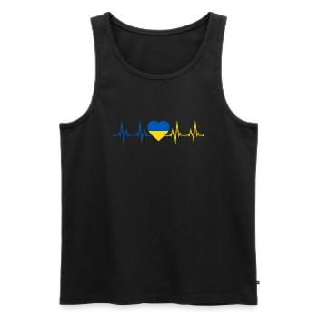 Herzschlag Fahne Herz Heartbeat Flagge Ukraine - Männer Premium Bio Tank Top - Schwarz - Vorne - Michal (187cm)