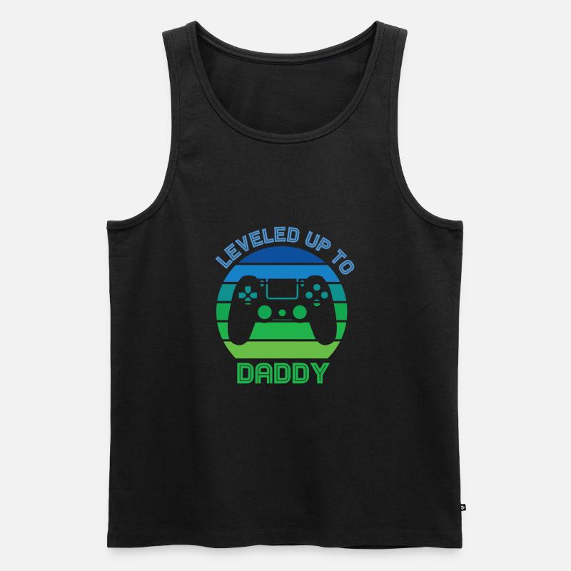Leveled up to Daddy - Männer Premium Bio Tank Top - Schwarz