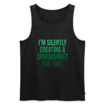 Lustig, ich erstelle stillschweigend eine Tabelle dafür - Männer Premium Bio Tank Top - Schwarz - Vorne - Michal (187cm)