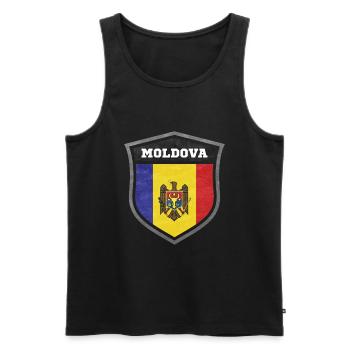 Moldawien Schild Logo Emblem - Männer Premium Bio Tank Top - Schwarz - Vorne - Michal (187cm)