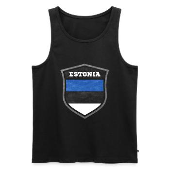 Estland-Schild Logo Emblem - Männer Premium Bio Tank Top - Schwarz - Vorne - Michal (187cm)