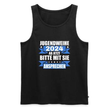 Jugendweihe 2024 Ab Jetzt Bitte Mit Sie Ansprechen - Männer Premium Bio Tank Top - Schwarz - Vorne - Michal (187cm)