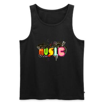 music - Men's Premium Organic Tank Top - black - Front - AI Model Male 178 light (178cm)