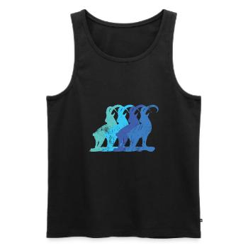 Steinbock Schatten scratched - Männer Premium Bio Tank Top - Schwarz - Vorne - AI Model Male 178 light (178cm)