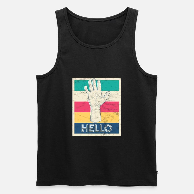 Retro Poster "Hello!" - Männer Premium Bio Tank Top - Schwarz