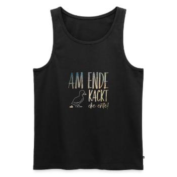 At the end the duck poops funny saying Ruhrpott - Men's Premium Organic Tank Top - black - Front - AI Model Male 178 light (178cm)
