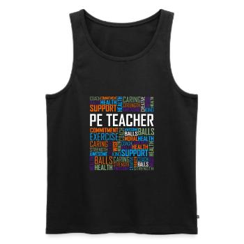 PE Teacher - Men's Premium Organic Tank Top - black - Front - Michal (187cm)