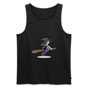 Witch On Broom - Men's Premium Organic Tank Top - black - Front - Michal (187cm)