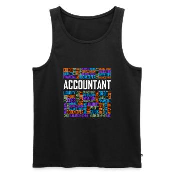 Accountant Words - Men's Premium Organic Tank Top - black - Front - AI Model Male 178 light (178cm)