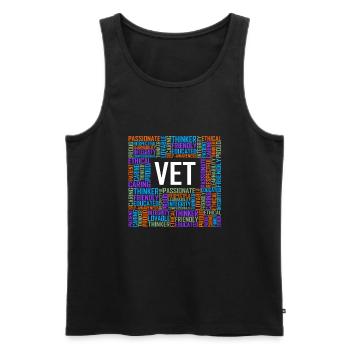 Vet Words - Men's Premium Organic Tank Top - black - Front - AI Model Male 178 light (178cm)