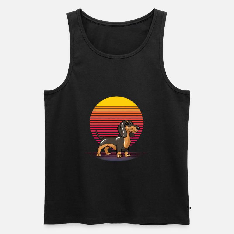 Retro Dackel - Männer Premium Bio Tank Top - Schwarz