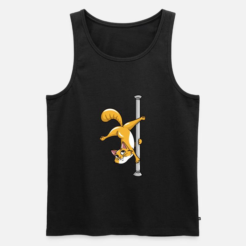 Pole Dancing Cat - Männer Premium Bio Tank Top - Schwarz