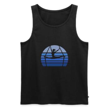 Aerial Yoga Blue Retro - Männer Premium Bio Tank Top - Schwarz - Vorne - AI Model Male 178 light (178cm)