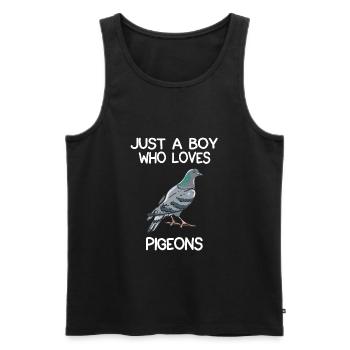Juste un garçon qui aime les pigeons - Débardeur bio Premium Homme - noir - Devant - Michal (187cm)