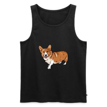 Corgi - Männer Premium Bio Tank Top - Schwarz - Vorne - AI Model Male 178 light (178cm)