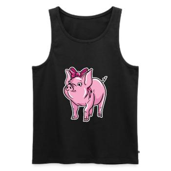Illustration de cochon mignon - Débardeur bio Premium Homme - noir - Devant - Michal (187cm)