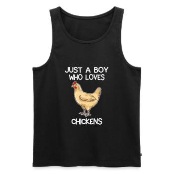 Nur ein Junge, der Hühner liebt - Männer Premium Bio Tank Top - Schwarz - Vorne - Michal (187cm)
