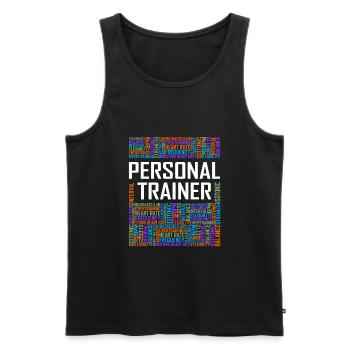 Personal Trainer - Words - Men's Premium Organic Tank Top - black - Front - AI Model Male 178 light (178cm)