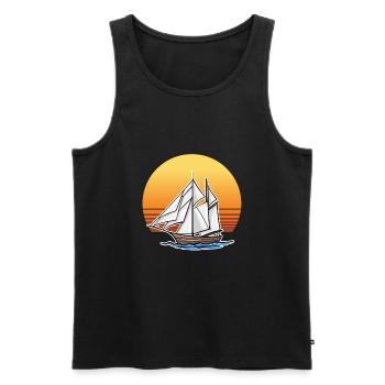 Retro Boat - Men's Premium Organic Tank Top - black - Front - Michal (187cm)