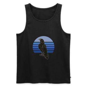 Crow Blue Retro - Männer Premium Bio Tank Top - Schwarz - Vorne - Michal (187cm)