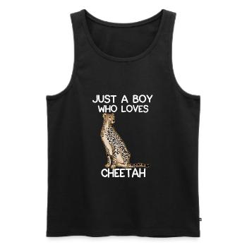 Juste un garçon qui aime les guépards - Débardeur bio Premium Homme - noir - Devant - Michal (187cm)
