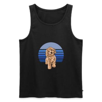 Cockapoo Blau Retro - Männer Premium Bio Tank Top - Schwarz - Vorne - Michal (187cm)