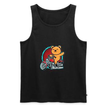 Bear Riding Motorcycle - Men's Premium Organic Tank Top - black - Front - Michal (187cm)