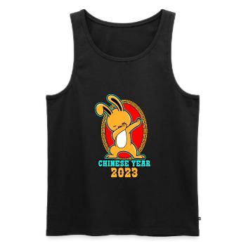 Chinese Year 2023 Rabbit Dabbing - Men's Premium Organic Tank Top - black - Front - Michal (187cm)