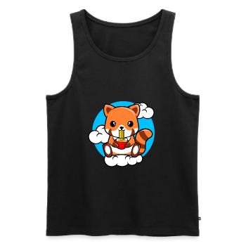 Red Panda Sitting On A Cloud And Eating Ramen - Men's Premium Organic Tank Top - black - Front - Michal (187cm)