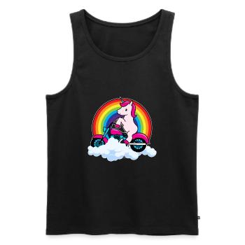 Unicorn Riding Motorbike - Men's Premium Organic Tank Top - black - Front - Michal (187cm)