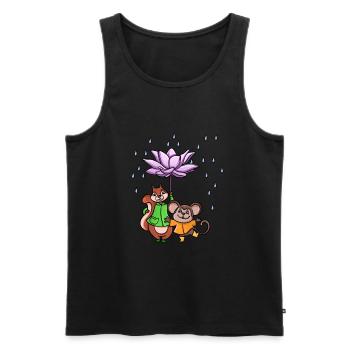 Lotus Flower Umbrella - Men's Premium Organic Tank Top - black - Front - Michal (187cm)