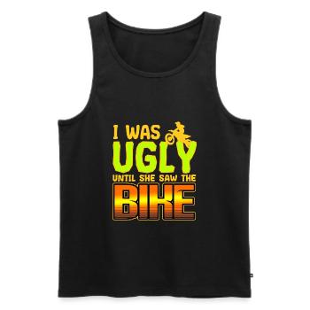 Motorbike I Was Ugly Until She Saw The Bike - Men's Premium Organic Tank Top - black - Front - Michal (187cm)
