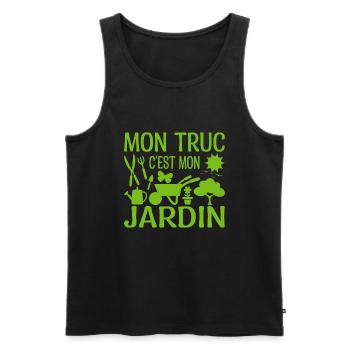 Mon Truc C'est Mon Jardin | Cadeau Jardinière - Débardeur bio Premium Homme - noir - Devant - Michal (187cm)