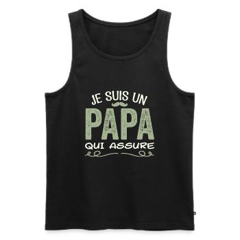 Je Suis Un Papa Qui Assure Cadeau Fête Des Pères - Débardeur bio Premium Homme - noir - Devant - Michal (187cm)