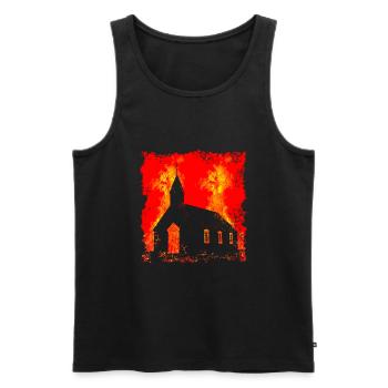Église en feu - Débardeur bio Premium Homme - noir - Devant - AI Model Male 178 light (178cm)